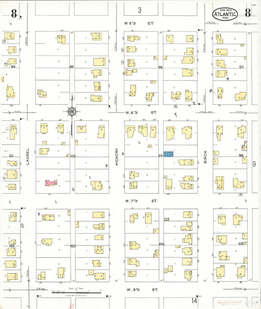 Sanborn Fire Insurance Map from Atlantic, Cass County, Iowa (1923), Sheet #0008 - Historic Sanborn Fire Insurance Map Print, vintage old map wall art