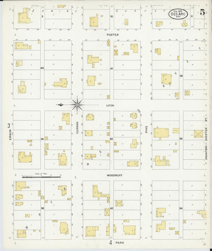 Sanborn Fire Insurance Map from Des Arc, Prarrie County, Arkansas (1909), Sheet #0005 - Complete Map Set gallery image, historic Sanborn map, vintage wall art, Arkansas Arkansas