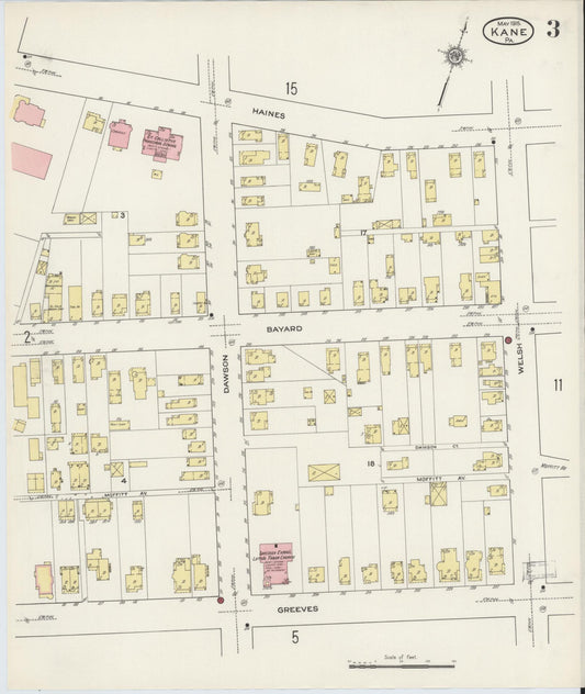 Sanborn Fire Insurance Map from Kane, McKean County, Pennsylvania (1915), Sheet #0003 - Historic Sanborn Fire Insurance Map Print, vintage old map wall art, antique decor, genealogy gift, Pennsylvania Pennsylvania map