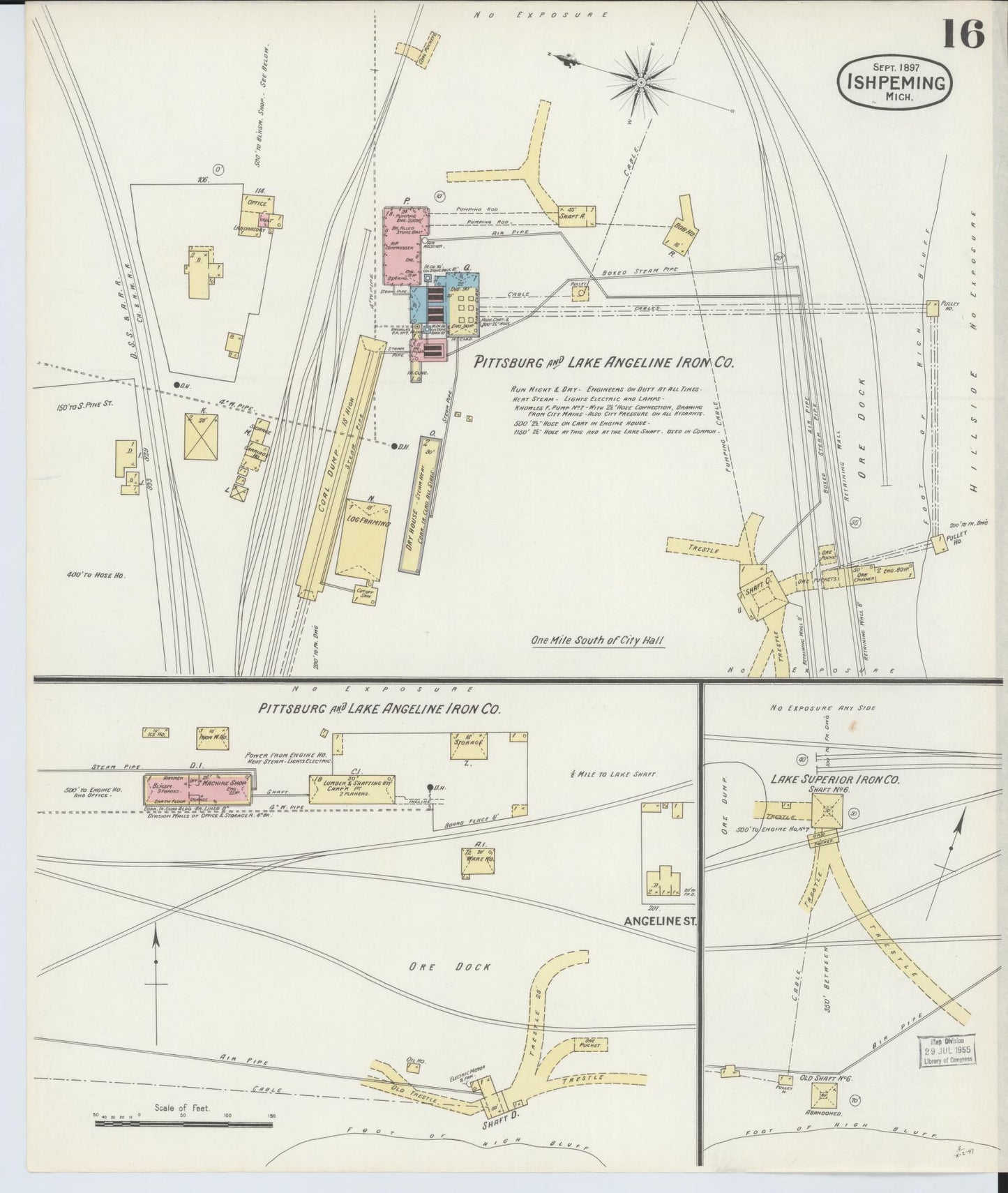 Sanborn Fire Insurance Map from Ishpeming, Marquette County, Michigan (1897), Sheet #0016 - Historic Sanborn Fire Insurance Map Print, vintage old map wall art, antique decor, genealogy gift, Michigan Michigan map