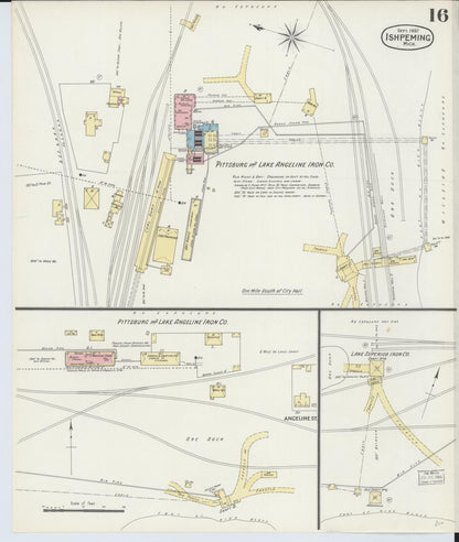 Sanborn Fire Insurance Map from Ishpeming, Marquette County, Michigan (1897), Sheet #0016 - Historic Sanborn Fire Insurance Map Print, vintage old map wall art, antique decor, genealogy gift, Michigan Michigan map