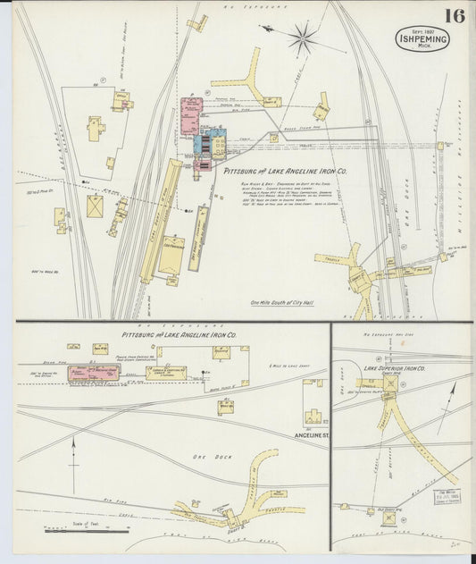 Sanborn Fire Insurance Map from Ishpeming, Marquette County, Michigan (1897), Sheet #0016 - Historic Sanborn Fire Insurance Map Print, vintage old map wall art, antique decor, genealogy gift, Michigan Michigan map