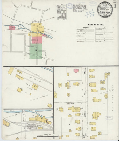 Sanborn Fire Insurance Map from Cohocton, Steuben County, New York (1898), Sheet #0001 - Historic Sanborn Fire Insurance Map Print, vintage old map wall art, antique decor, genealogy gift, New York New York map