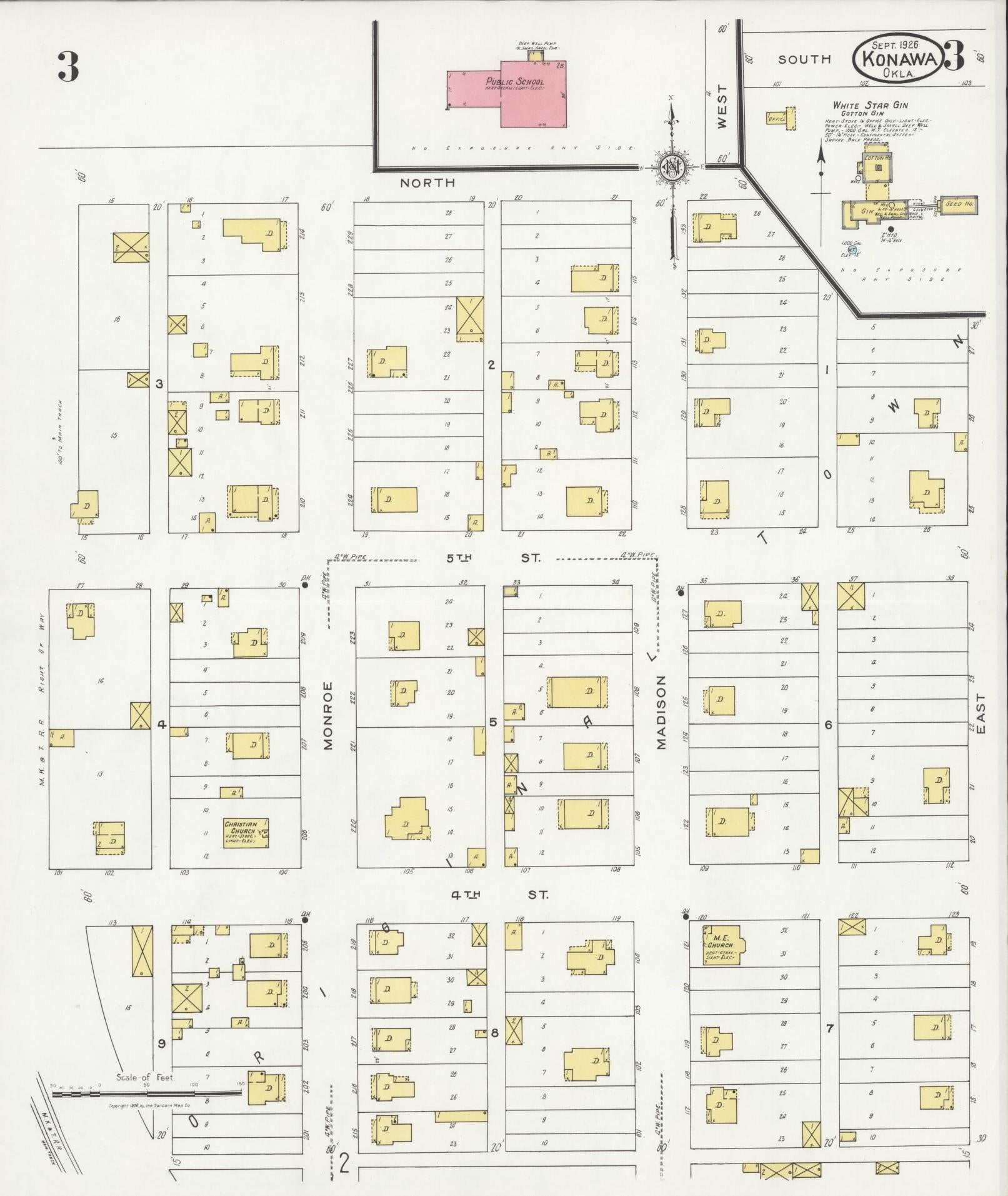 Sanborn Fire Insurance Map from Konawa, Seminole County, Oklahoma (1926), Sheet #0003 - Historic Sanborn Fire Insurance Map Print, vintage old map wall art, antique decor, genealogy gift, Oklahoma Oklahoma map