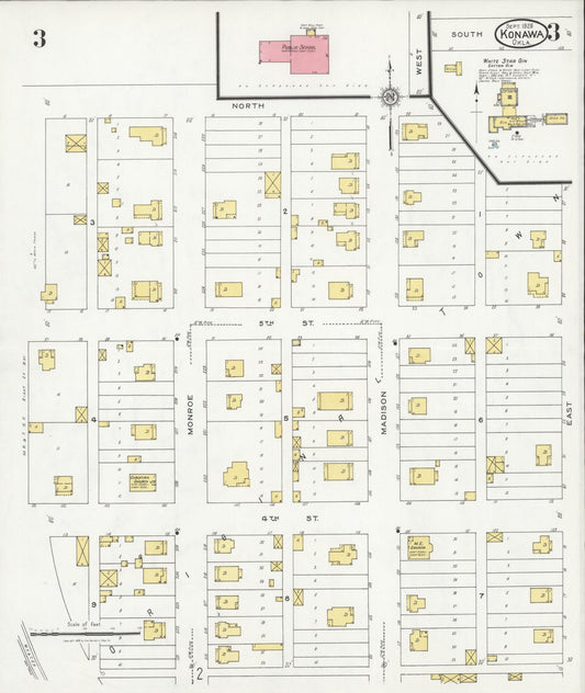Sanborn Fire Insurance Map from Konawa, Seminole County, Oklahoma (1926), Sheet #0003 - Historic Sanborn Fire Insurance Map Print, vintage old map wall art, antique decor, genealogy gift, Oklahoma Oklahoma map