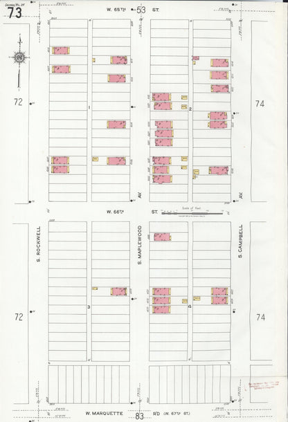 Sanborn Fire Insurance Map from Chicago, Cook County, Illinois (1920), Sheet #0073 - Historic Sanborn Fire Insurance Map Print, vintage old map wall art, antique decor, genealogy gift, Illinois Illinois map