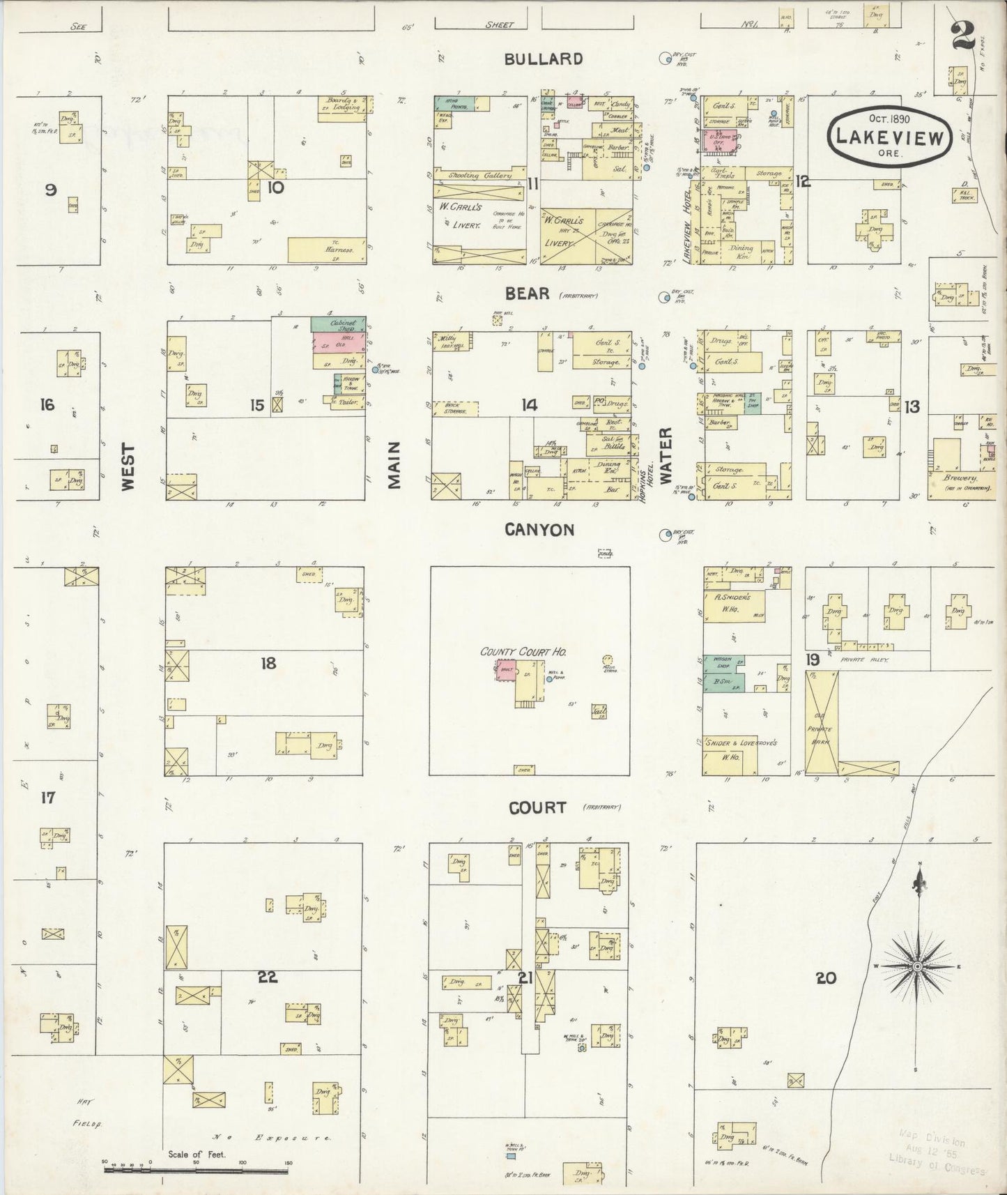 Sanborn Fire Insurance Map from Lakeview, Lake County, Oregon (1890), Sheet #0002 - Complete Map Set gallery image, historic Sanborn map, vintage wall art, Oregon Oregon