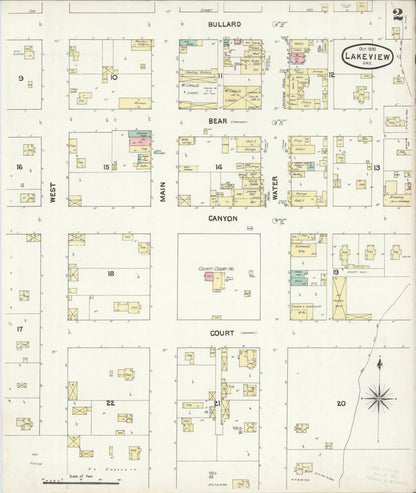 Sanborn Fire Insurance Map from Lakeview, Lake County, Oregon (1890), Sheet #0002 - Complete Map Set gallery image, historic Sanborn map, vintage wall art, Oregon Oregon