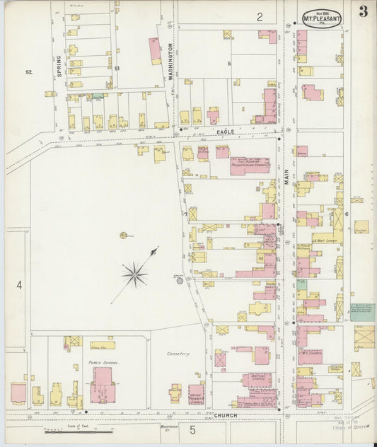 Sanborn Fire Insurance Map from Mount Pleasant, Westmoreland County, Pennsylvania (1896), Sheet #0003 - Historic Sanborn Fire Insurance Map Print, vintage old map wall art, antique decor, genealogy gift, Pennsylvania Pennsylvania map