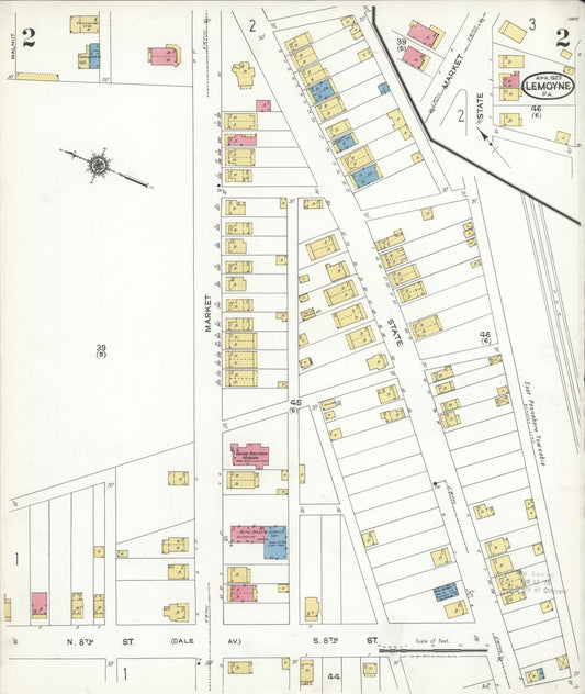 Sanborn Fire Insurance Map from Lemoyne, Cumberland County, Pennsylvania (1923), Sheet #0002 - Historic Sanborn Fire Insurance Map Print, vintage old map wall art, antique decor, genealogy gift, Pennsylvania Pennsylvania map