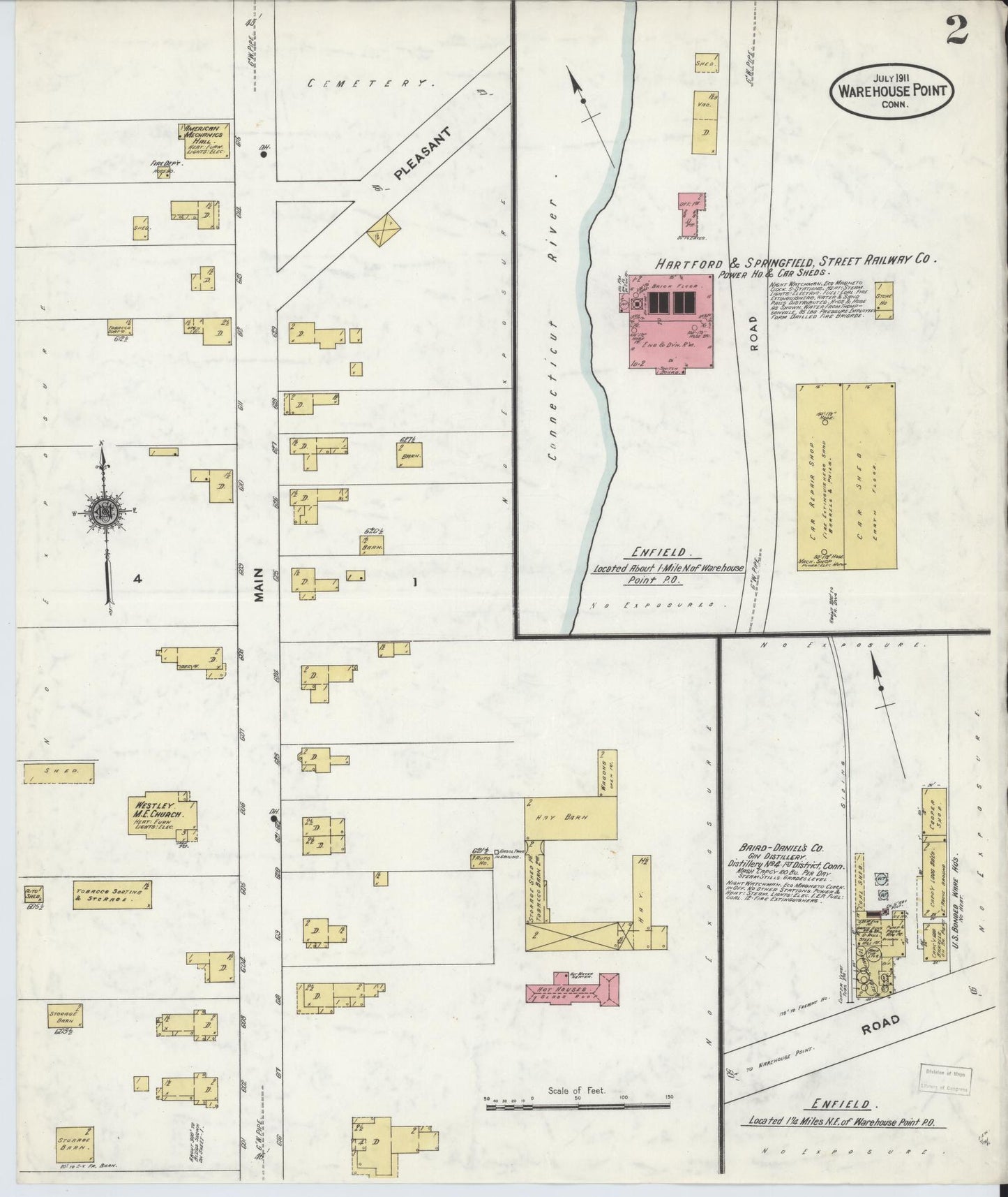 Sanborn Fire Insurance Map from Warehouse Point, Hartford County, Connecticut (1911), Sheet #0002 - Complete Map Set gallery image, historic Sanborn map, vintage wall art, Connecticut Connecticut