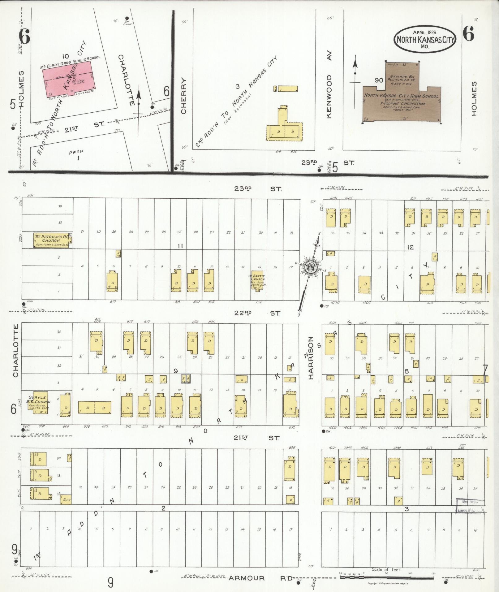 Sanborn Fire Insurance Map from North Kansas City, Clay County, Missouri (1926), Sheet #0006 - Historic Sanborn Fire Insurance Map Print, vintage old map wall art, antique decor, genealogy gift, Kansas Kansas map
