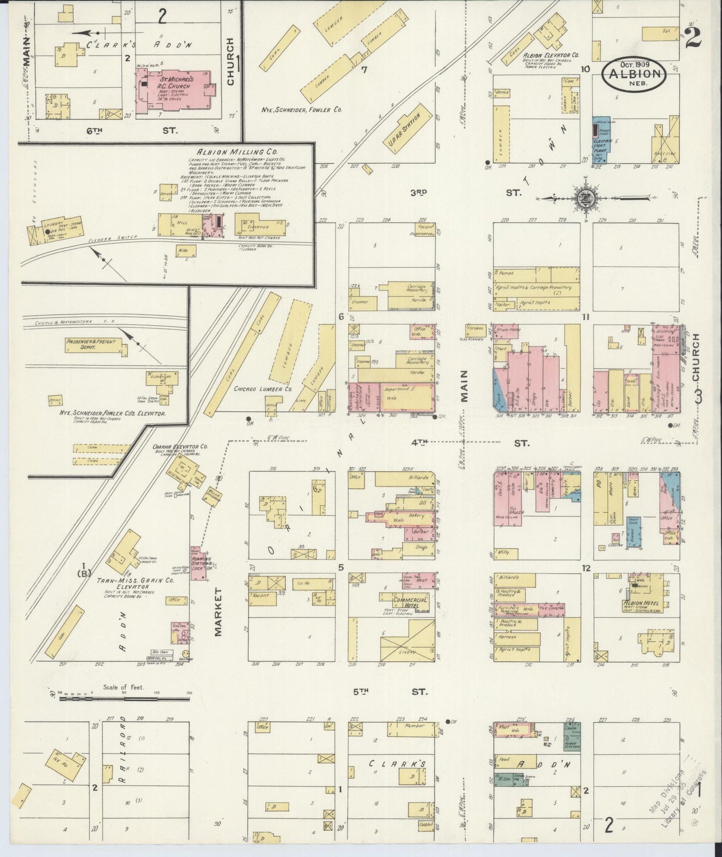 Sanborn Fire Insurance Map from Albion, Boone County, Nebraska (1909), Sheet #0002 - Historic Sanborn Fire Insurance Map Print, vintage old map wall art, antique decor, genealogy gift, Nebraska Nebraska map