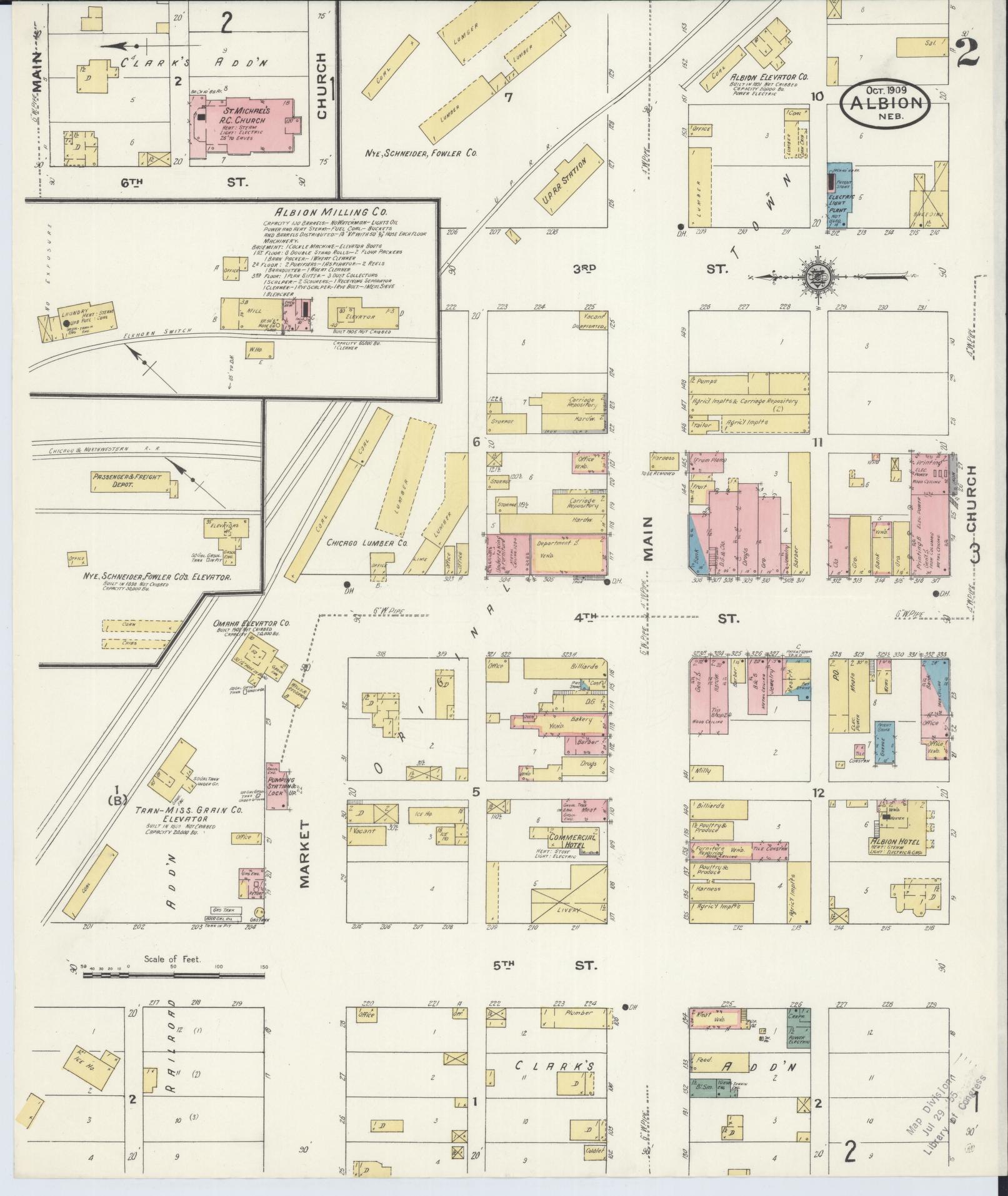 Sanborn Fire Insurance Map from Albion, Boone County, Nebraska (1909), Sheet #0002 - Historic Sanborn Fire Insurance Map Print, vintage old map wall art, antique decor, genealogy gift, Nebraska Nebraska map