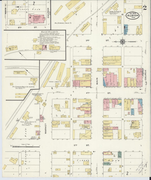 Sanborn Fire Insurance Map from Albion, Boone County, Nebraska (1909), Sheet #0002 - Historic Sanborn Fire Insurance Map Print, vintage old map wall art, antique decor, genealogy gift, Nebraska Nebraska map