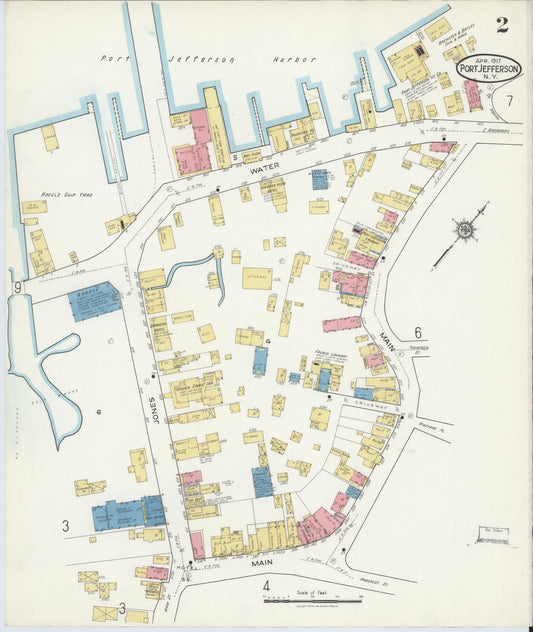 Sanborn Fire Insurance Map from Port Jefferson, Suffolk County, New York (1917), Sheet #0002 - Historic Sanborn Fire Insurance Map Print, vintage old map wall art, antique decor, genealogy gift, New York New York map