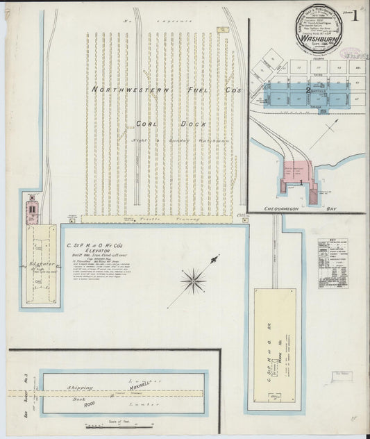 Sanborn Fire Insurance Map from Washburn, Bayfield County, Wisconsin (1886), Sheet #0001 - Historic Sanborn Fire Insurance Map Print, vintage old map wall art, antique decor, genealogy gift, Wisconsin Wisconsin map