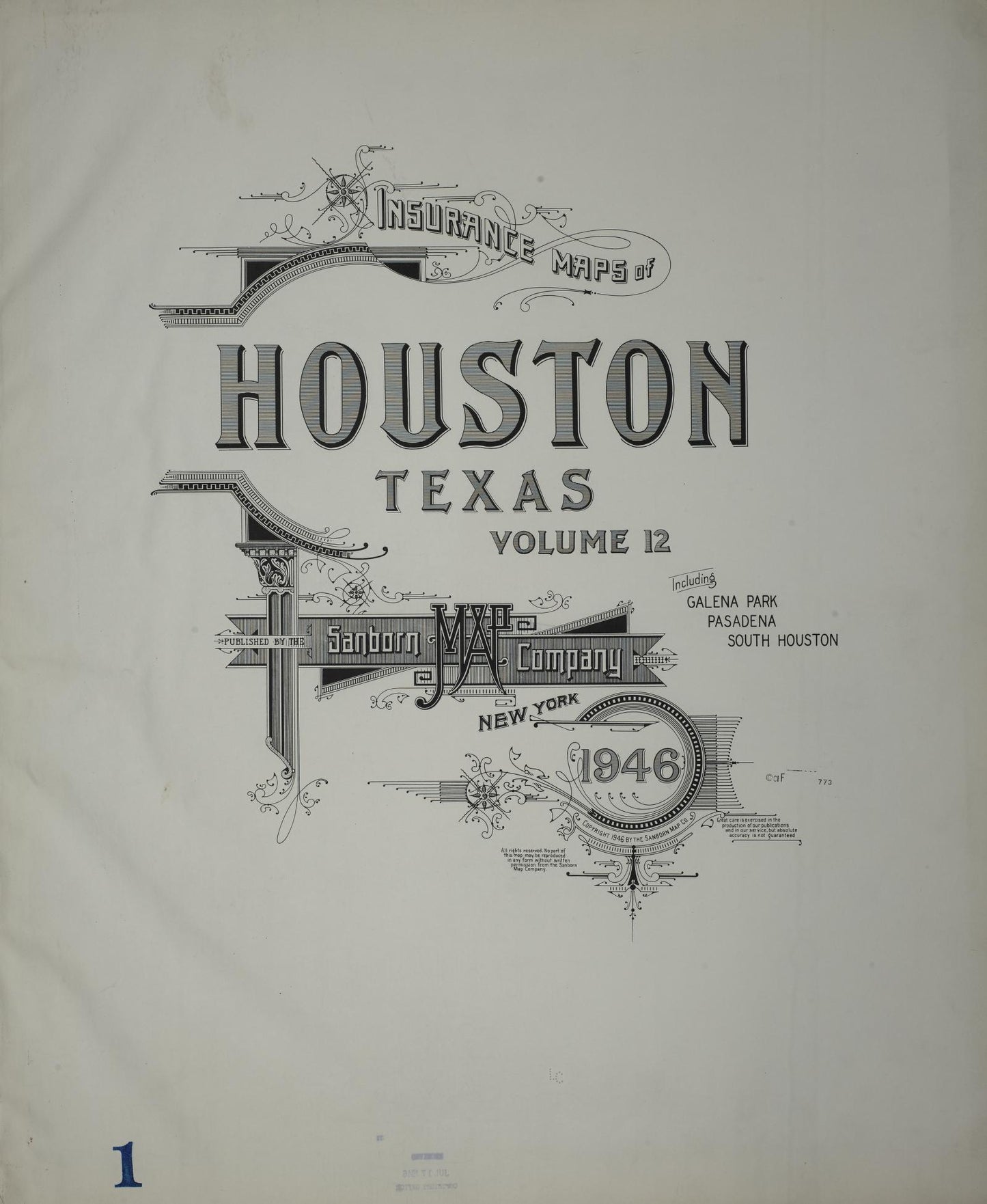 Sanborn Fire Insurance Map from Houston, Harris County, Texas (1946), Sheet #0001 - Historic Sanborn Fire Insurance Map Print, vintage old map wall art, antique decor, genealogy gift, Texas Texas map