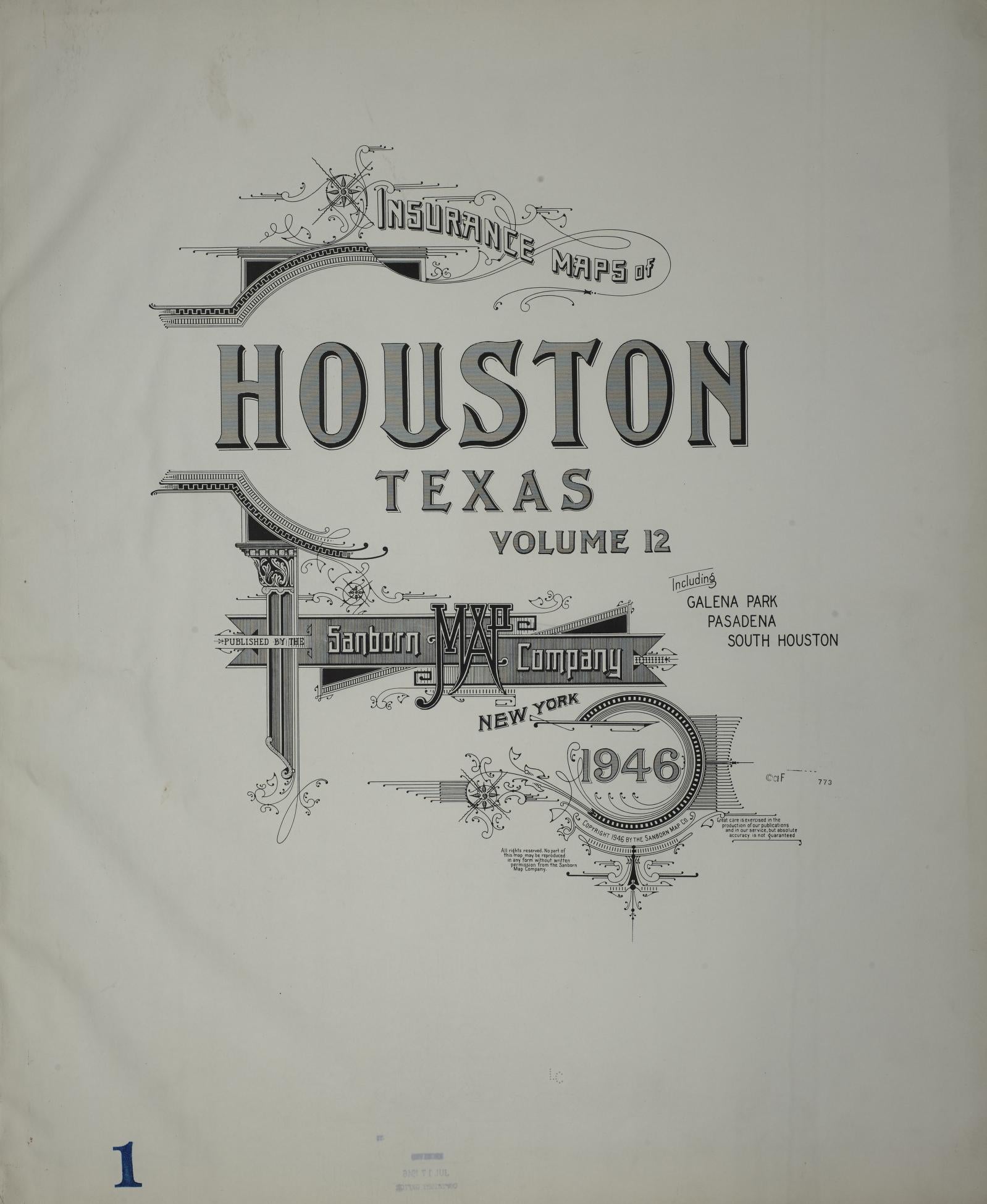 Sanborn Fire Insurance Map from Houston, Harris County, Texas (1946), Sheet #0001 - Historic Sanborn Fire Insurance Map Print, vintage old map wall art, antique decor, genealogy gift, Texas Texas map