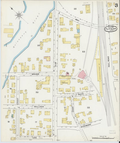 Sanborn Fire Insurance Map from Putnam, Windham County, Connecticut (1892), Sheet #0003 - Complete Map Set gallery image, historic Sanborn map, vintage wall art, Connecticut Connecticut