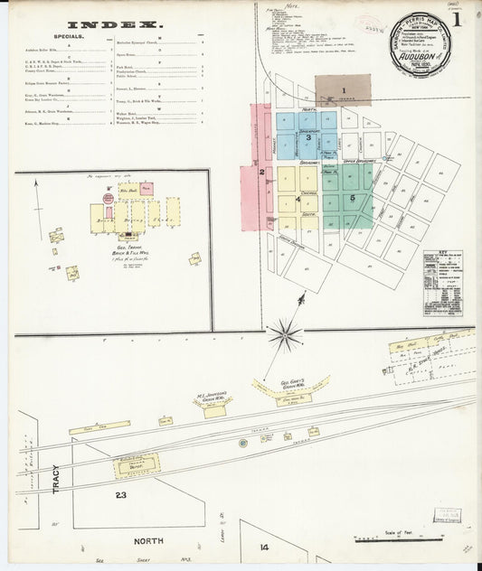 Sanborn Fire Insurance Map from Audubon, Audubon County, Iowa (1890), Sheet #0001 - Historic Sanborn Fire Insurance Map Print, vintage old map wall art