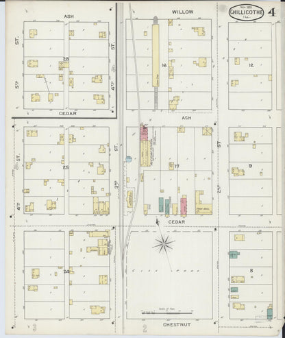 Sanborn Fire Insurance Map from Chillicothe, Peoria County, Illinois (1893), Sheet #0004 - Historic Sanborn Fire Insurance Map Print, vintage old map wall art, antique decor, genealogy gift, Illinois Illinois map