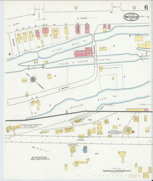 Sanborn Fire Insurance Map from Waterloo, Seneca County, New York (1918), Sheet #0006 - Historic Sanborn Fire Insurance Map Print, vintage old map wall art, antique decor, genealogy gift, New York New York map