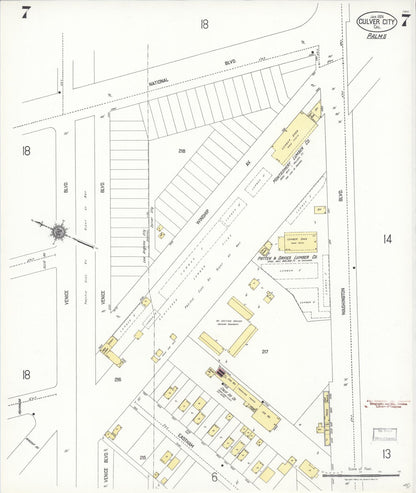 Sanborn Fire Insurance Map from Culver City, Los Angeles County, California (1924), Sheet #0007 - Historic Sanborn Fire Insurance Map Print, vintage old map wall art, antique decor, genealogy gift, California California map