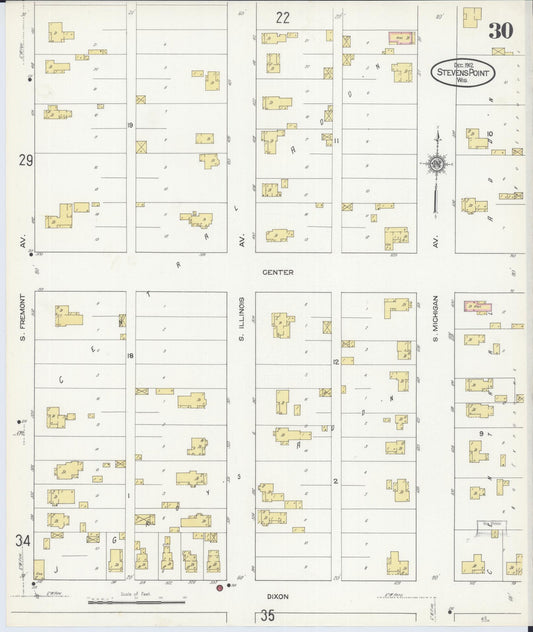 Sanborn Fire Insurance Map from Stevens Point, Portage County, Wisconsin (1912), Sheet #0030 - Historic Sanborn Fire Insurance Map Print, vintage old map wall art, antique decor, genealogy gift, Wisconsin Wisconsin map