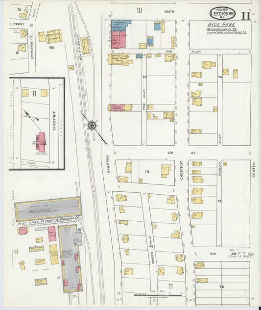 Sanborn Fire Insurance Map from Leechburg, Armstrong County, Pennsylvania (1919), Sheet #0011 - Historic Sanborn Fire Insurance Map Print, vintage old map wall art, antique decor, genealogy gift, Pennsylvania Pennsylvania map