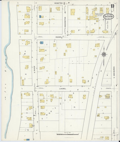 Sanborn Fire Insurance Map from Batavia, Kane County, Illinois (1916), Sheet #0011 - Complete Map Set gallery image, historic Sanborn map, vintage wall art, Illinois Illinois