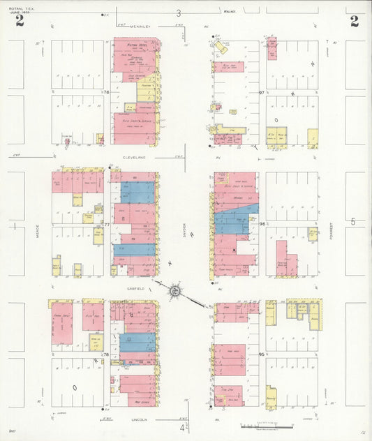 Sanborn Fire Insurance Map from Rotan, Fisher County, Texas (1933), Sheet #0002 - Historic Sanborn Fire Insurance Map Print, vintage old map wall art, antique decor, genealogy gift, Texas Texas map