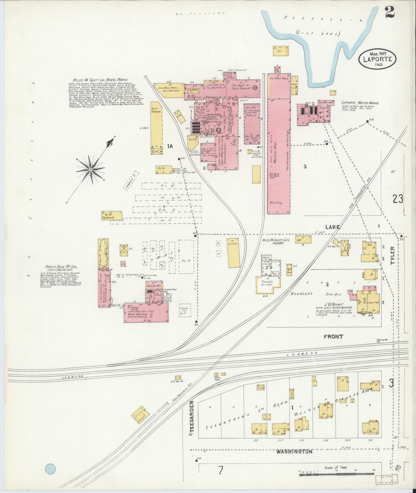 Sanborn Fire Insurance Map from La Porte, La Porte County, Indiana (1907), Sheet #0002 - Historic Sanborn Fire Insurance Map Print, vintage old map wall art, antique decor, genealogy gift, Indiana Indiana map
