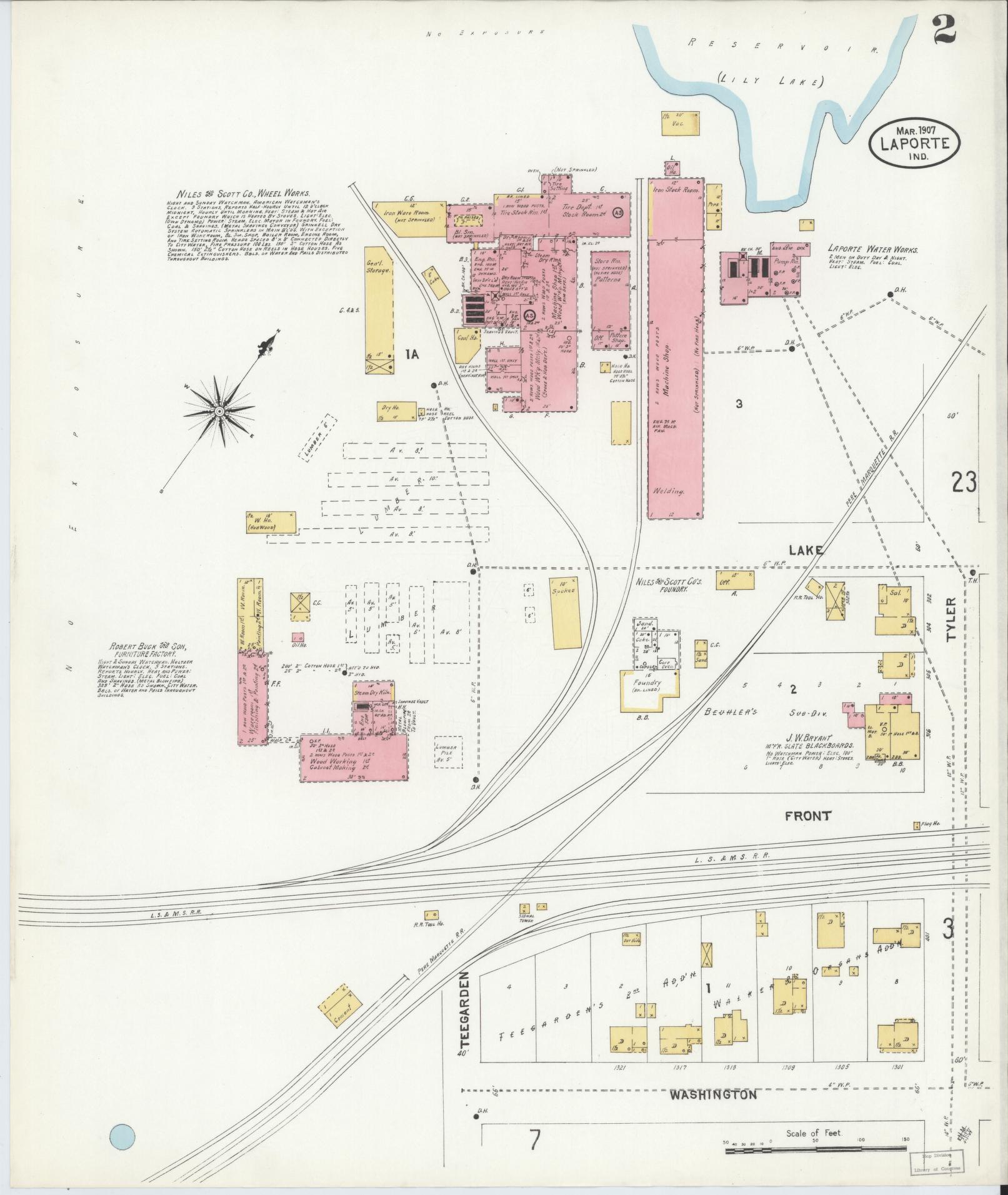 Sanborn Fire Insurance Map from La Porte, La Porte County, Indiana (1907), Sheet #0002 - Historic Sanborn Fire Insurance Map Print, vintage old map wall art, antique decor, genealogy gift, Indiana Indiana map