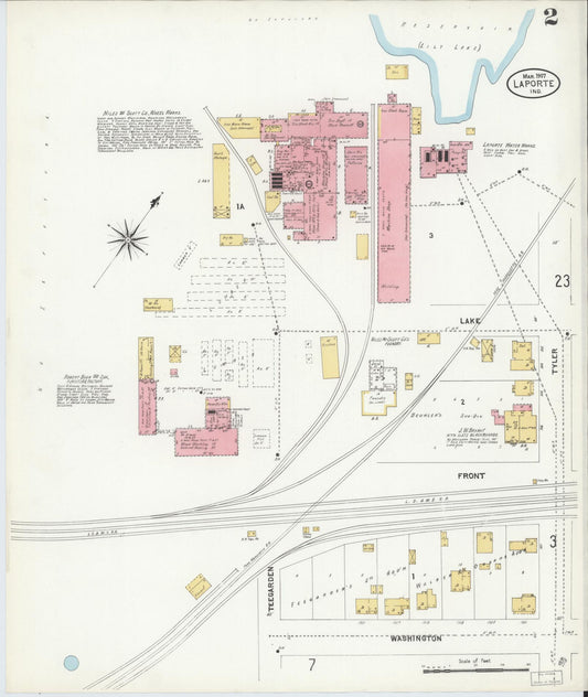 Sanborn Fire Insurance Map from La Porte, La Porte County, Indiana (1907), Sheet #0002 - Historic Sanborn Fire Insurance Map Print, vintage old map wall art, antique decor, genealogy gift, Indiana Indiana map