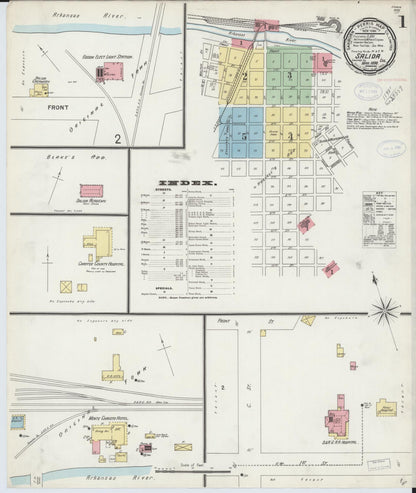 Sanborn Fire Insurance Map from Salida, Chaffee County, Colorado (1898), Sheet #0001 - Complete Map Set gallery image, historic Sanborn map, vintage wall art, Colorado Colorado
