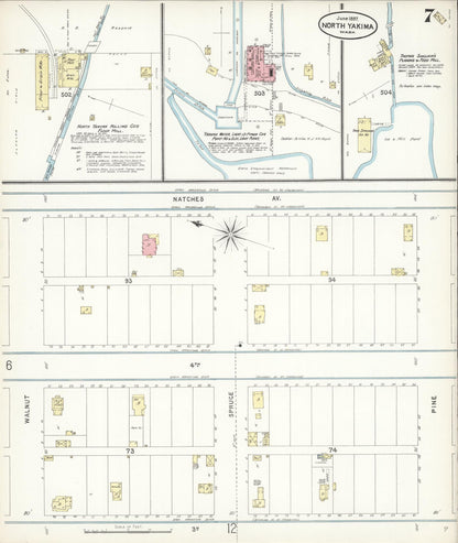 Sanborn Fire Insurance Map from North Yakima, Yakima County, Washington (1897), Sheet #0007 - Complete Map Set gallery image, historic Sanborn map, vintage wall art, Washington Washington
