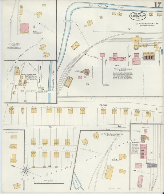 Sanborn Fire Insurance Map from Fairmont, Marion County, West Virginia (1906), Sheet #0017 - Historic Sanborn Fire Insurance Map Print, vintage old map wall art, antique decor, genealogy gift, West Virginia West Virginia map