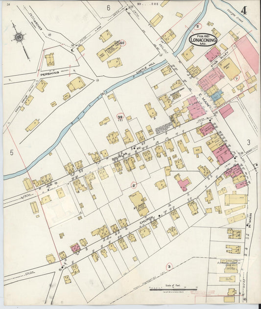 Sanborn Fire Insurance Map from Lonaconing, Allegany County, Maryland (1943), Sheet #0004 - Historic Sanborn Fire Insurance Map Print, vintage old map wall art
