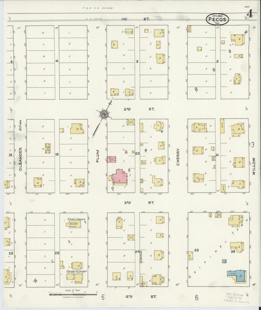 Sanborn Fire Insurance Map from Pecos, Reeves County, Texas (1921), Sheet #0004 - Historic Sanborn Fire Insurance Map Print, vintage old map wall art, antique decor, genealogy gift, Texas Texas map