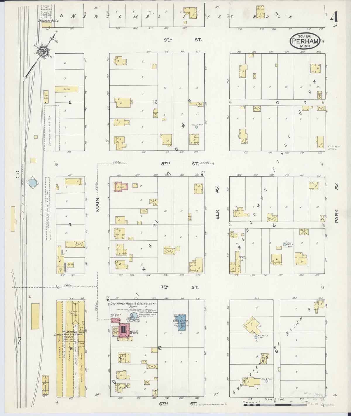 Sanborn Fire Insurance Map from Perham, Otter Tail County, Minnesota (1916), Sheet #0004 - Complete Map Set gallery image, historic Sanborn map, vintage wall art, Minnesota Minnesota