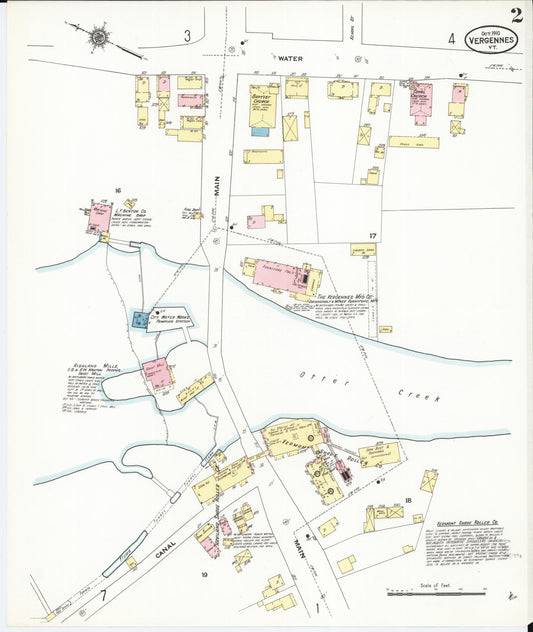 Sanborn Fire Insurance Map from Vergennes, Addison County, Vermont (1910), Sheet #0002 - Historic Sanborn Fire Insurance Map Print, vintage old map wall art, antique decor, genealogy gift, Vermont Vermont map