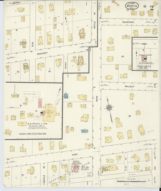 Sanborn Fire Insurance Map from Mantua, Portage County, Ohio (1913), Sheet #0002 - Historic Sanborn Fire Insurance Map Print, vintage old map wall art, antique decor, genealogy gift, Ohio Ohio map