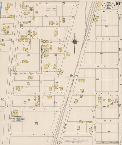 Sanborn Fire Insurance Map from Seaside, Clatsop County, Oregon (1921), Sheet #0016 - Complete Map Set gallery image, historic Sanborn map, vintage wall art, Oregon Oregon