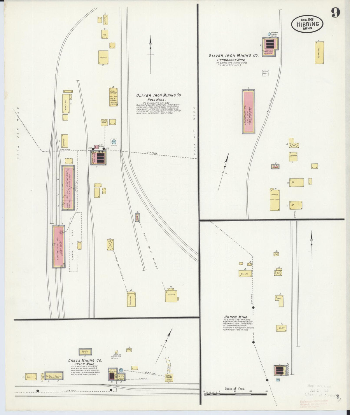 Sanborn Fire Insurance Map from Hibbing, Saint Louis County, Minnesota (1908), Sheet #0009 - Complete Map Set gallery image, historic Sanborn map, vintage wall art, Minnesota Minnesota