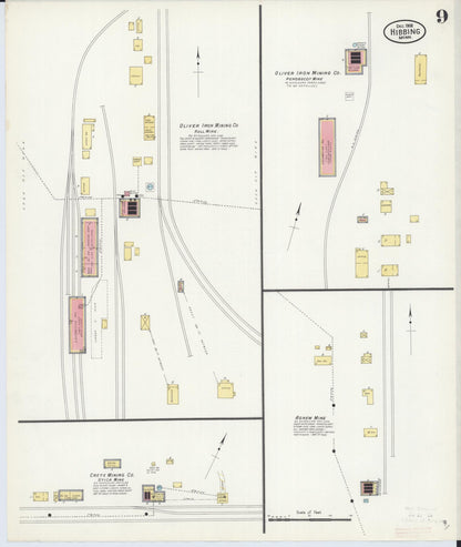 Sanborn Fire Insurance Map from Hibbing, Saint Louis County, Minnesota (1908), Sheet #0009 - Complete Map Set gallery image, historic Sanborn map, vintage wall art, Minnesota Minnesota