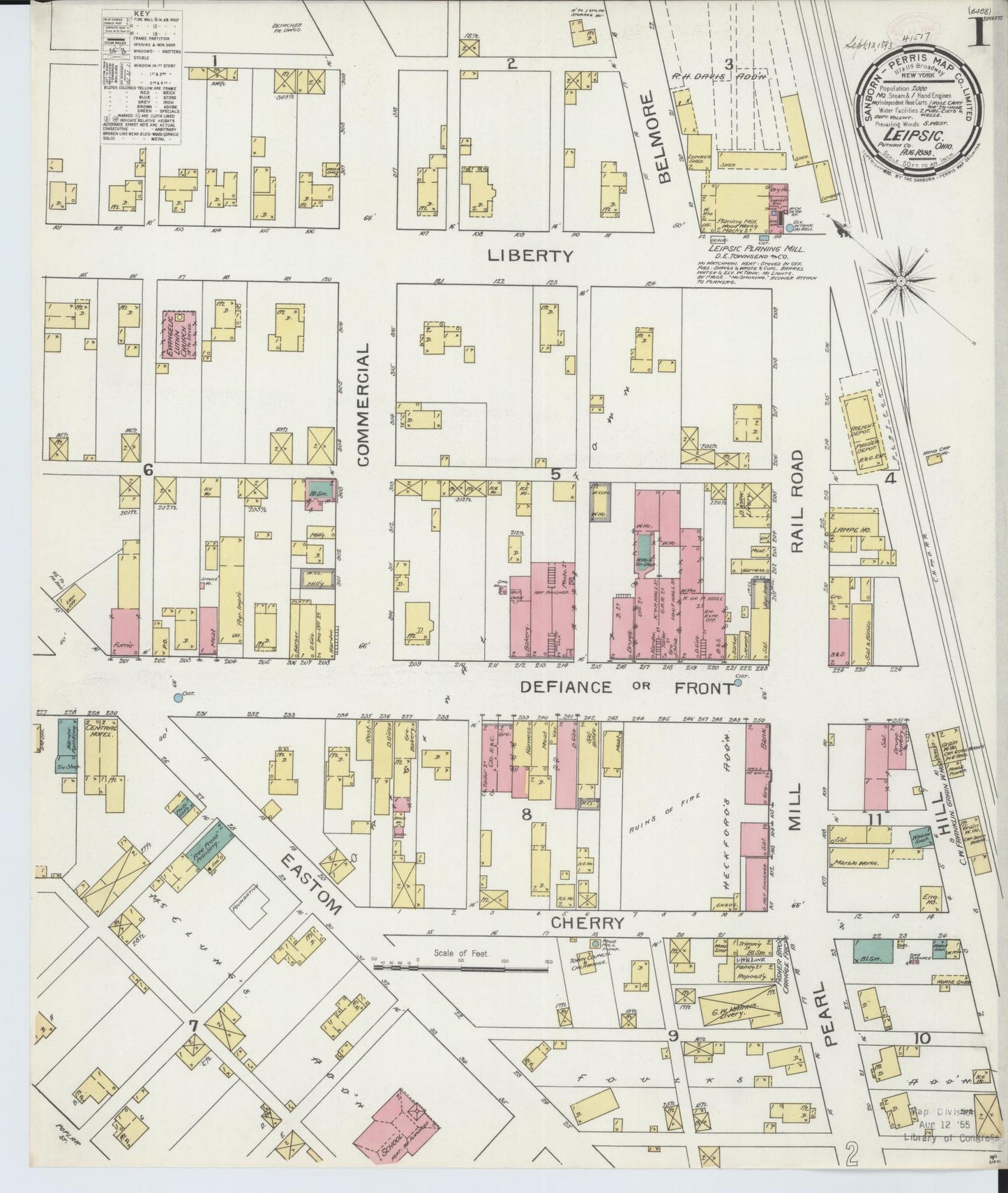 Sanborn Fire Insurance Map from Leipsic, Putnam County, Ohio (1893), Sheet #0001 - Historic Sanborn Fire Insurance Map Print, vintage old map wall art, antique decor, genealogy gift, Ohio Ohio map