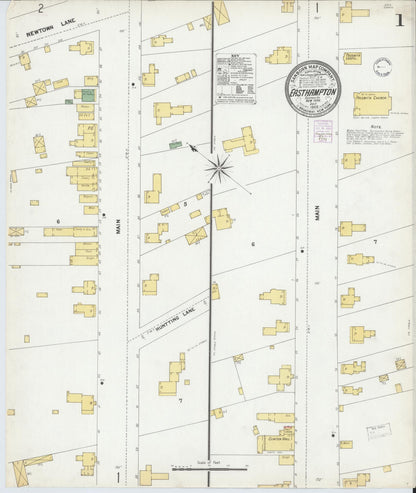 Sanborn Fire Insurance Map from Easthampton, Suffolk County, New York (1902), Sheet #0001 - Complete Map Set gallery image, historic Sanborn map, vintage wall art, New York New York