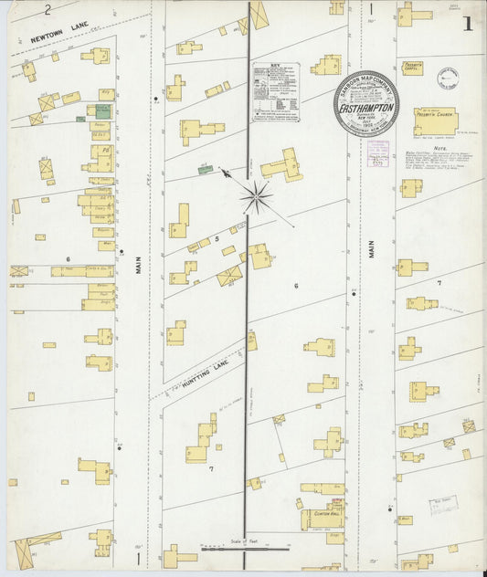 Sanborn Fire Insurance Map from Easthampton, Suffolk County, New York (1902), Sheet #0001 - Complete Map Set gallery image, historic Sanborn map, vintage wall art, New York New York