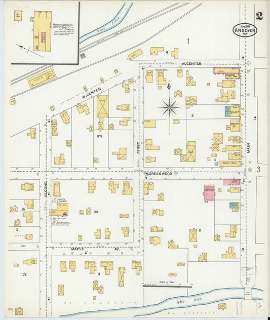 Sanborn Fire Insurance Map from Andover, Allegany County, New York (1904), Sheet #0002 - Historic Sanborn Fire Insurance Map Print, vintage old map wall art, antique decor, genealogy gift, New York New York map